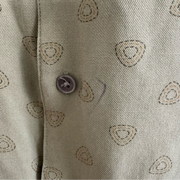 Toscano 100% Silk Avocado Green Shirt Button Up Collar Short Sleeve M - Picture 5 of 5